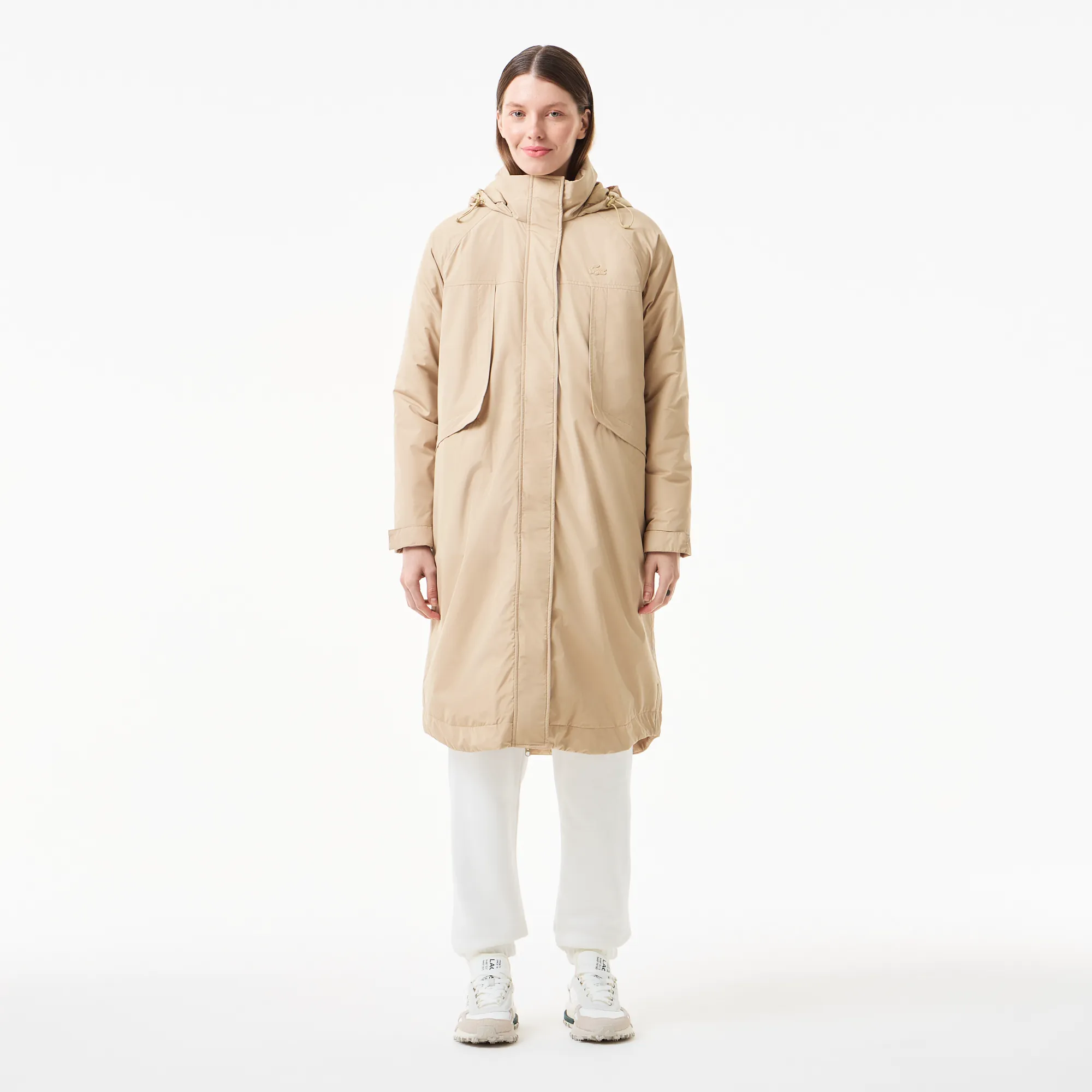 Женская парка Lacoste с капюшоном, бежевый, арт. bf2508r