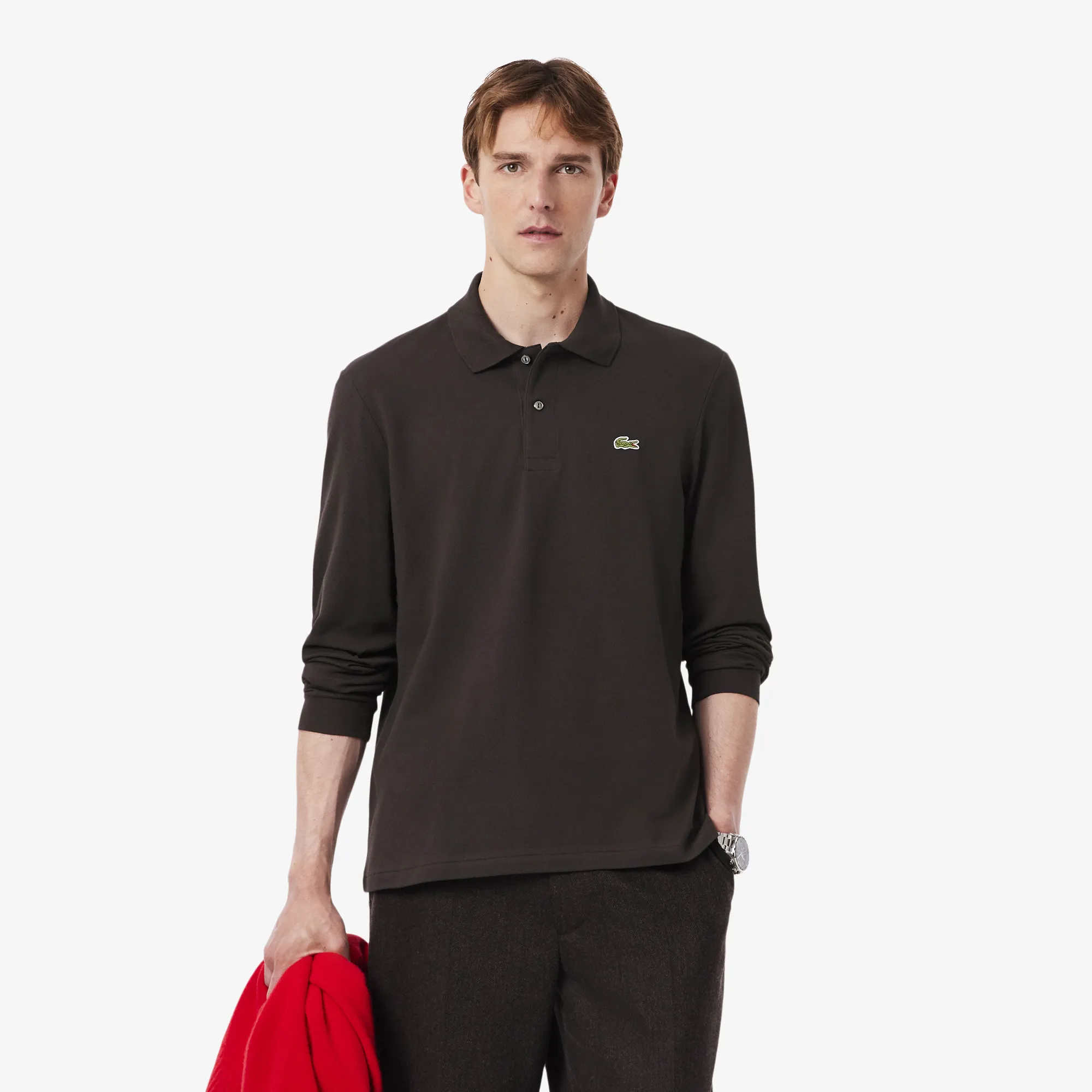 Мужское поло Lacoste L.12.21 Classic Fit с длинным рукавом, коричневый, арт. l1312