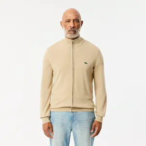 Мужской свитер Lacoste на молнии из органического хлопка, бежевый, арт. AH1957