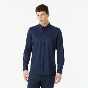 Рубашка Lacoste в полоску с вышивкой крокодила, синий, арт. CH0530