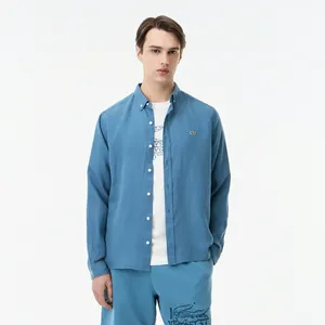 Мужская льняная рубашка Lacoste, синий, арт. CH5692T