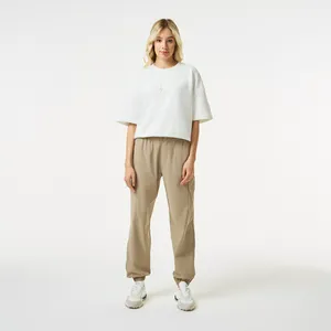 Женские брюки-джоггеры Lacoste с логотипом, бежевый, арт. HF0405