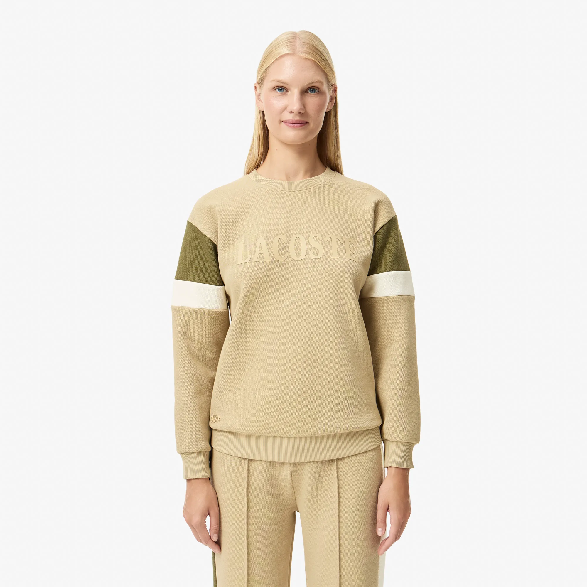 Женский свитшот Lacoste Relaxed Fit, бежевый, арт. sf2610