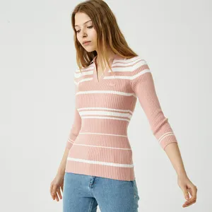 Женский свитер Lacoste с воротом-поло, розовый, арт. AF0150