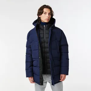 Мужская удлинённая куртка Lacoste с капюшоном, синий, арт. bh2308