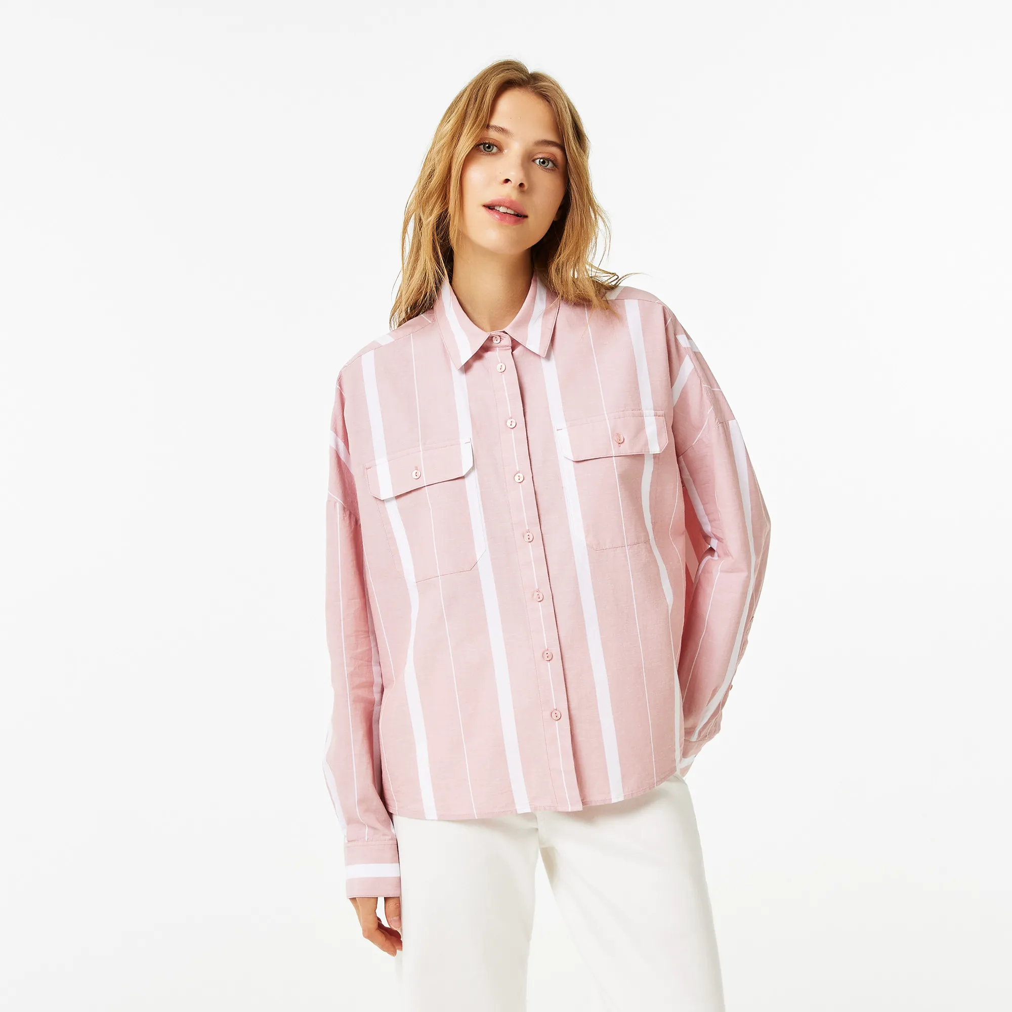 Женская рубашка Lacoste свободной посадки, розовый, арт. cf0308