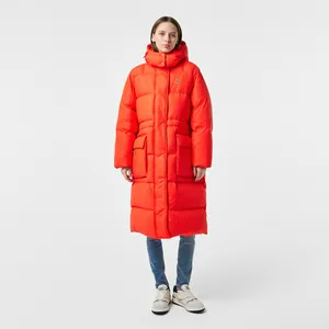 Женский длинный пуховик Lacoste Oversized, оранжевый, арт. BF0741