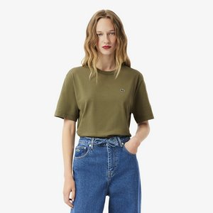 Женская футболка Lacoste Loose Fit из мягкого хлопка, хаки, арт. TF7215