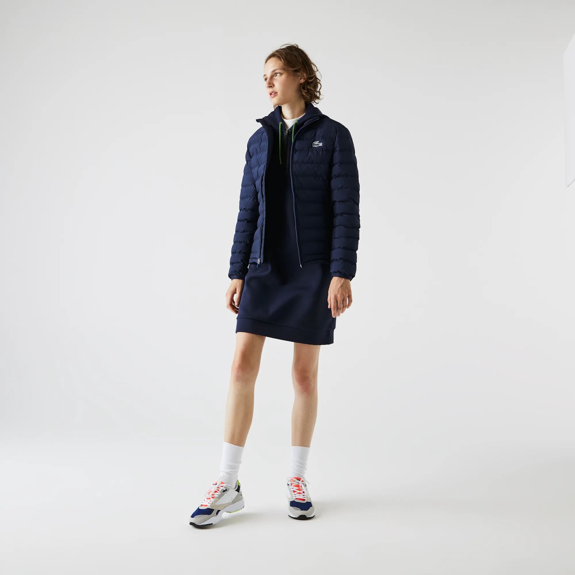 Женская стёганая куртка Lacoste со съёмным капюшоном, синий, арт. bf2603