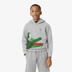 Детская флисовая толстовка Lacoste с капюшоном, серый, арт. sj2561