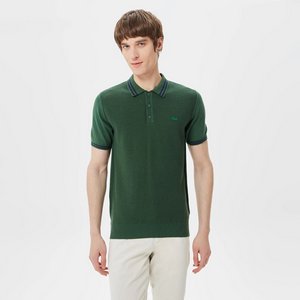Мужское трикотажное поло Lacoste из смеси льна и хлопка, зеленый, арт. AH0318
