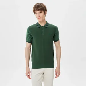 Мужское трикотажное поло Lacoste из смеси льна и хлопка, зеленый, арт. AH0318