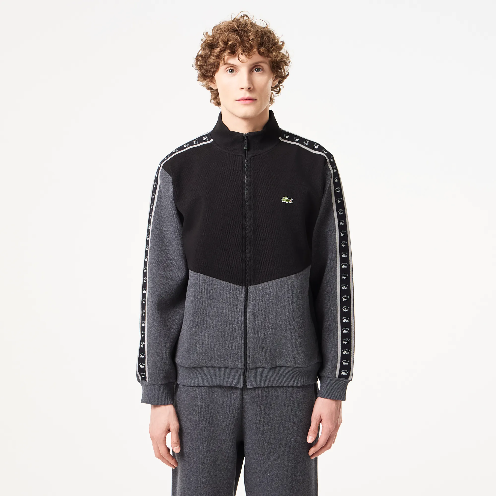 Лонгслив Lacoste на молнии, серый, арт. sh2517