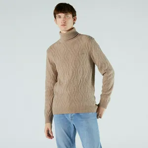 Свитер Lacoste Regular Fit с высоким воротом, бежевый, арт. AH2260