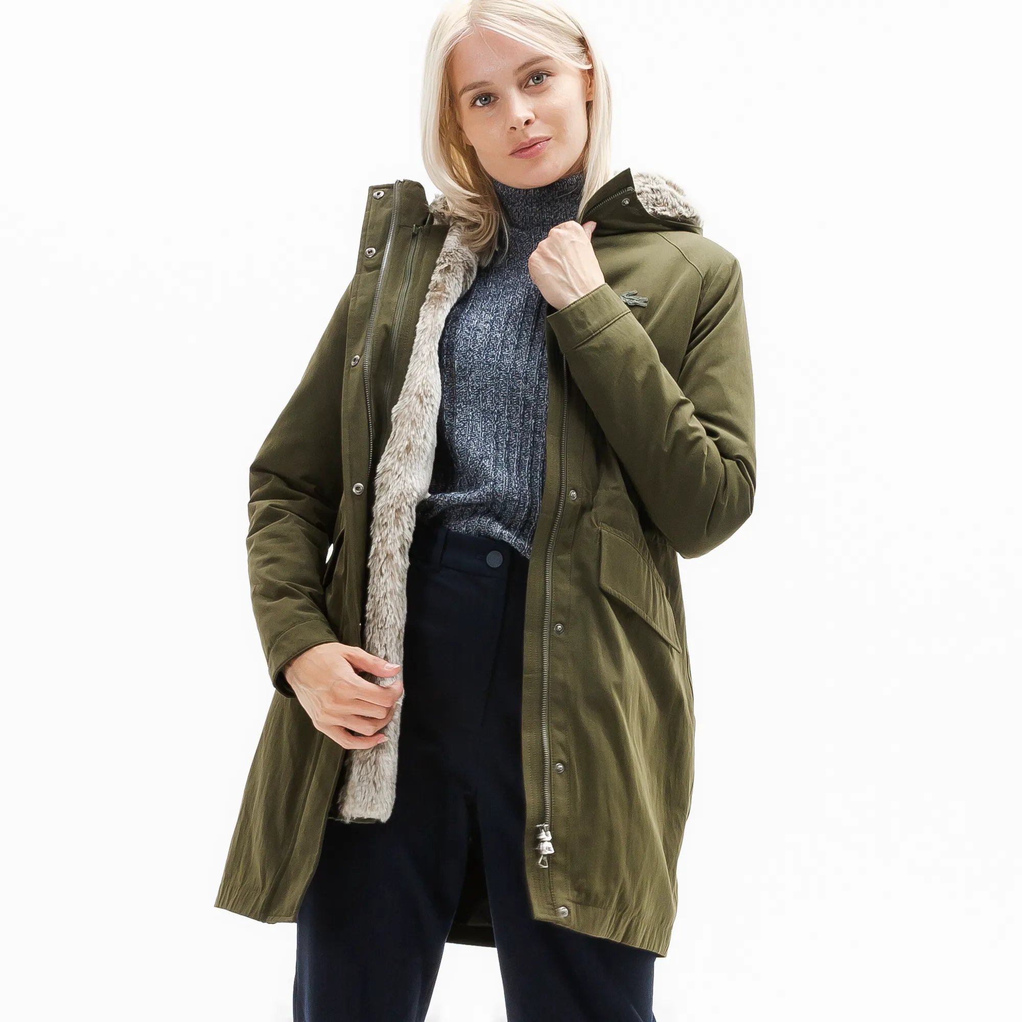 Утеплённая куртка-парка Lacoste, хаки, арт. bf2040