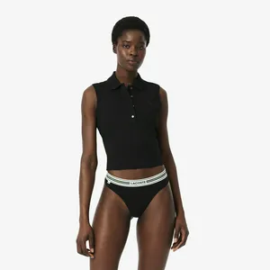 Трусики-стринги Lacoste из эластичного хлопка с логотипом на талии, черный, арт. 8F5198
