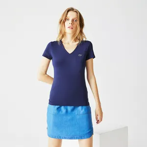 Женская футболка Lacoste Slim Fit с V-образным вырезом, синий, арт. TF0999
