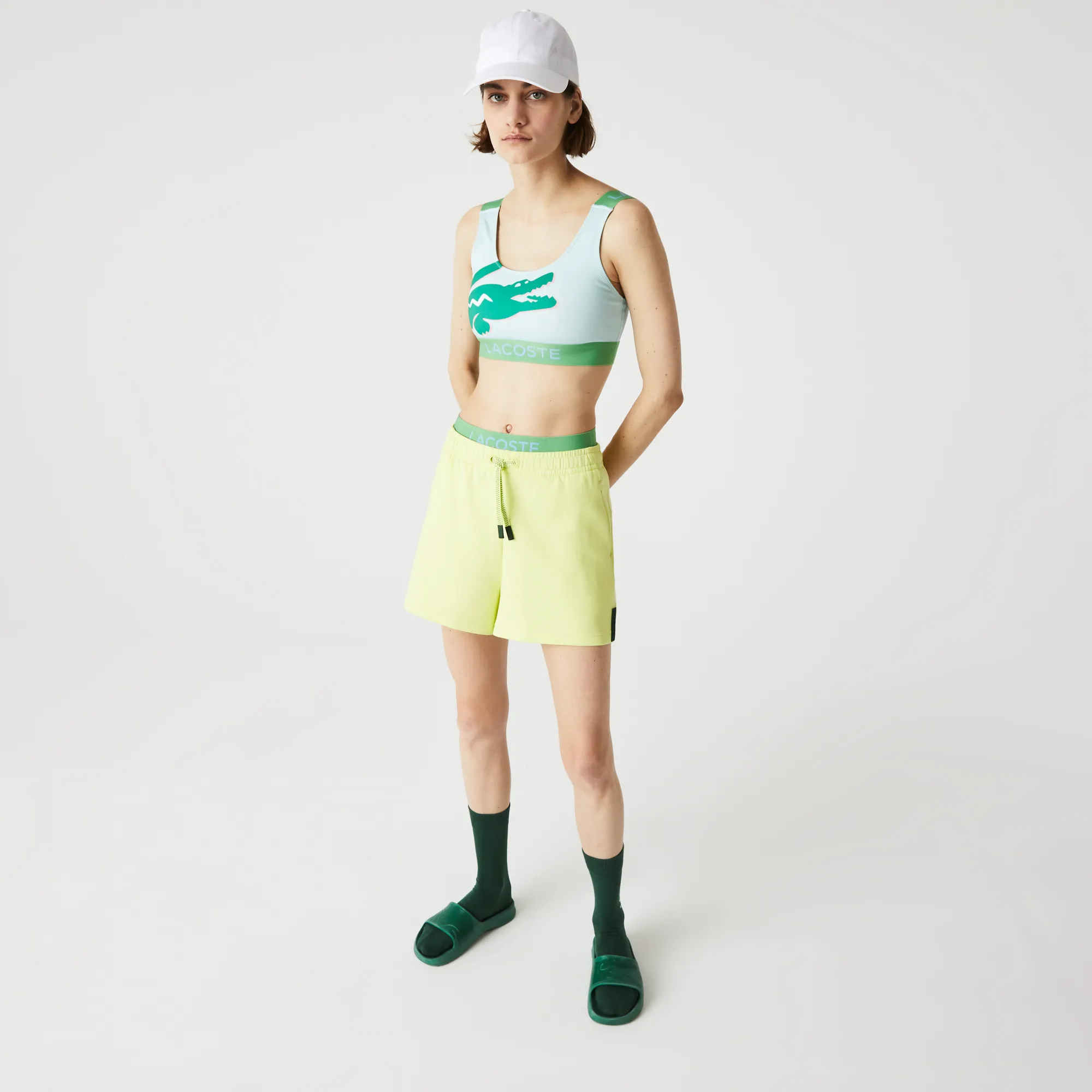 Бикини-топ Lacoste с крокодиловым принтом, зеленый, арт. mf3389