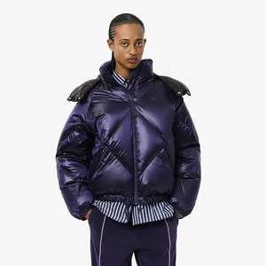 Женский дутый короткий пуховик Lacoste OVERSIZE FIT, фиолетовый, арт. BF5326