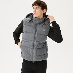 Утеплённый жилет Lacoste с капюшоном, серый, арт. bh2317
