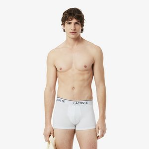 Мужские хлопковые трикотажные трусы-боксеры Lacoste, белый, арт. 5h9002