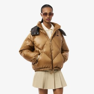 Дутый короткий пуховик Lacoste OVERSIZE FIT, коричневый, арт. bf5326