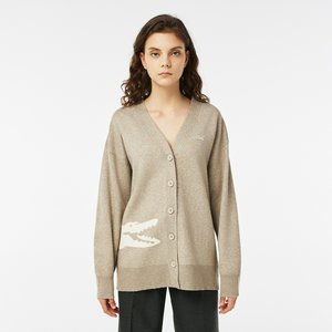 Женский кардиган Lacoste из смеси вискозы, коричневый, арт. af2423