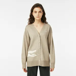 Женский кардиган Lacoste из смеси вискозы, коричневый, арт. af2423