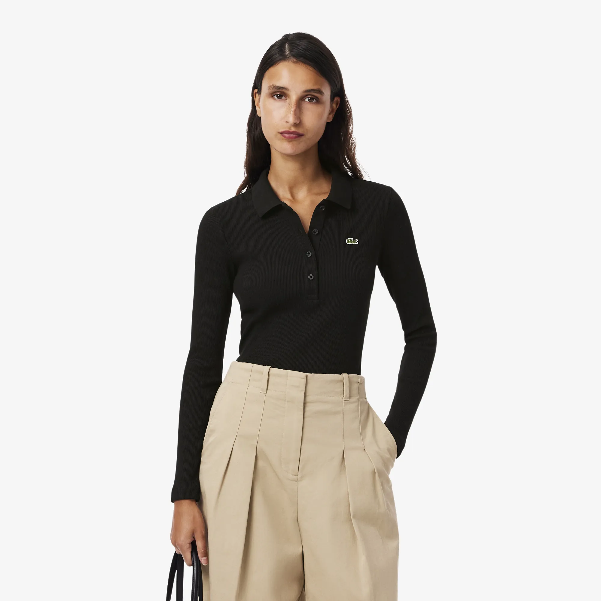 Женское поло Lacoste Slim Fit L.12.D, черный, арт. df5281