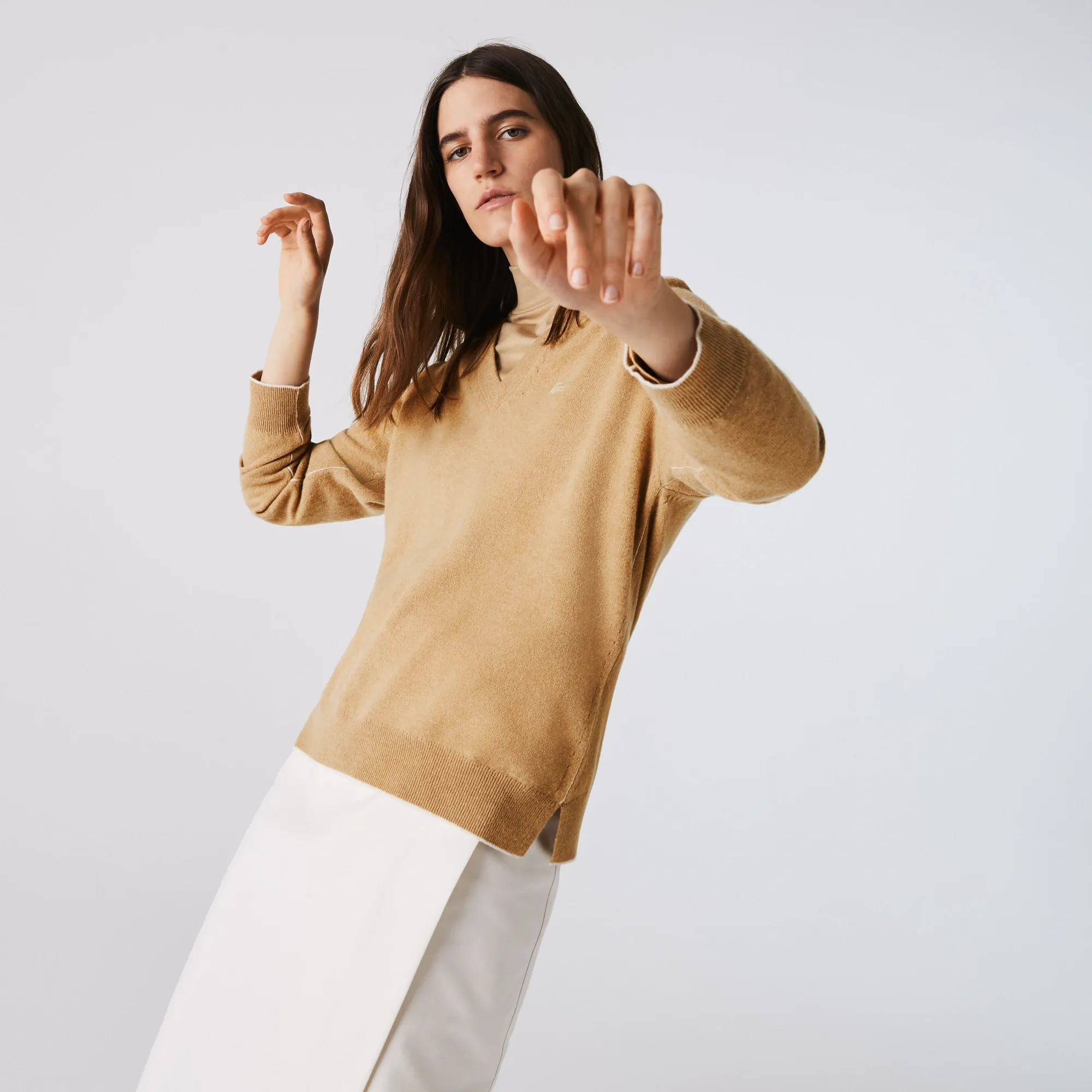 Женский шерстяной свитер Lacoste, коричневый, арт. af2405