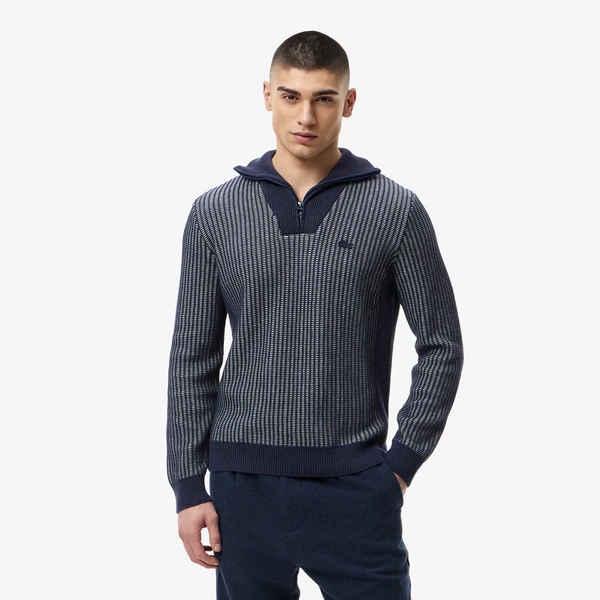 Мужской свитер Lacoste Classic Fit с высоким воротом на молнии, синий, арт. ah2601