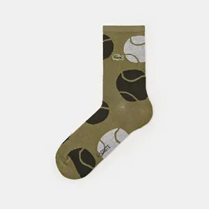 Носки Lacoste унисекс высокие с теннисным принтом, хаки, арт. ra2541