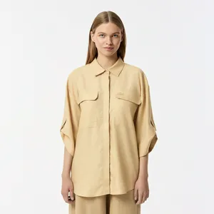 Женская рубашка Lacoste из тенселя, бежевый, арт. CF0410