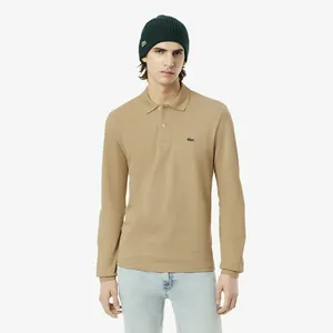 Мужское поло Lacoste Classic Fit с длинным рукавом, бежевый, арт. L1312