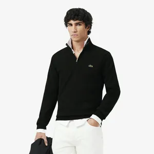 Мужской хлопковый свитер Lacoste на молнии с высоким воротом, черный, арт. AH1980