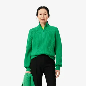 Женский шерстяной свитер Lacoste на молнии, зеленый, арт. AF2528