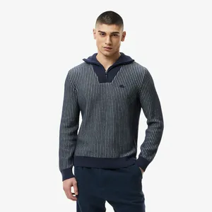 Мужской свитер Lacoste Classic Fit с высоким воротом на молнии, синий, арт. AH2601