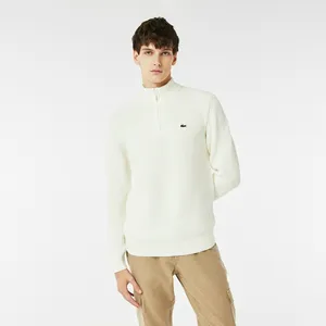Мужской хлопковый свитер Lacoste на молнии, белый, арт. AH2419