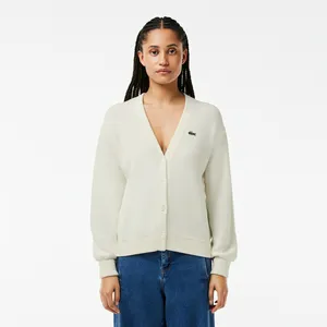 Женский кардиган Lacoste из органического хлопка, белый, арт. AF5631