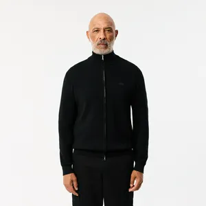 Мужской шерстяной свитер Lacoste на молнии, черный, арт. AH1955