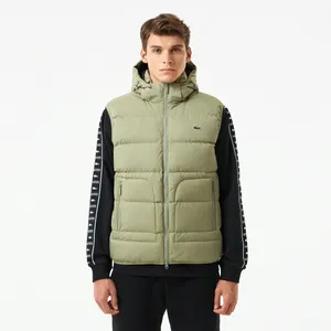 Мужской утеплённый жилет Lacoste с капюшоном, хаки, арт. BH2317