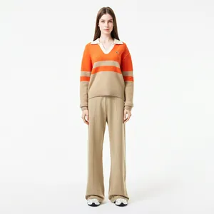Женские шерстяные брюки Lacoste Relaxed Fit, бежевый, арт. HF2508