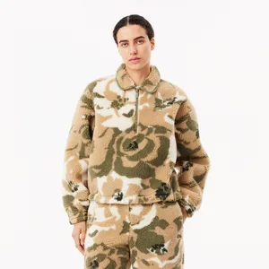 Женская флисовая толстовка Lacoste на молнии, хаки, арт. SF4129