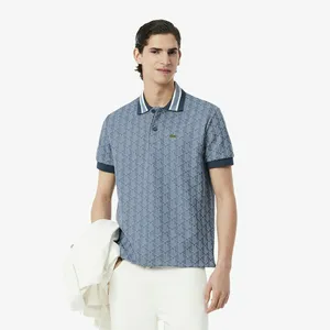 Мужское поло Lacoste Classic Fit с монограммой, синий, арт. DH1417