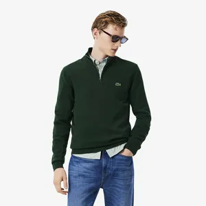 Мужской хлопковый свитер Lacoste на молнии с высоким воротом, зеленый, арт. AH1980