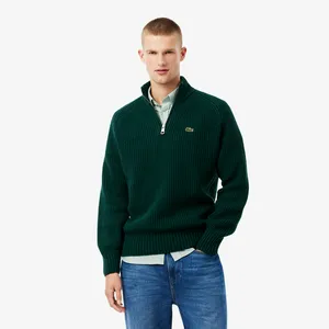 Мужской свитер Lacoste из овечьей шерсти на молнии, зеленый, арт. AH3134