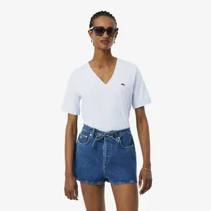 Женская футболка Lacoste Loose Fit с V-образным вырезом, голубой, арт. TF7300