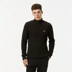 Мужской хлопковый свитер Lacoste на молнии, коричневый, арт. AH2419