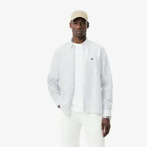 Мужская льняная рубашка Lacoste в полоску, голубой, арт. CH6985
