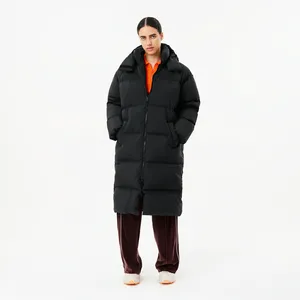 Женский длинный пуховик Lacoste с капюшоном, черный, арт. BF3522